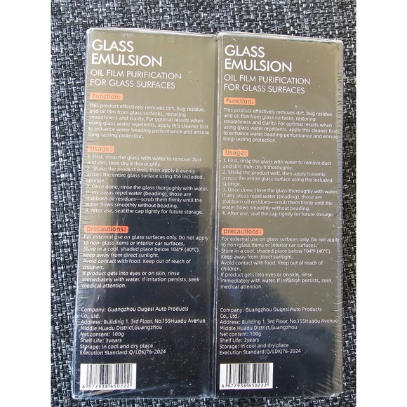 2 Pack OGAS Glass Emulsion Oil Film Remover Car Windshield Cleaner 100g Each - Picture 5 of 5